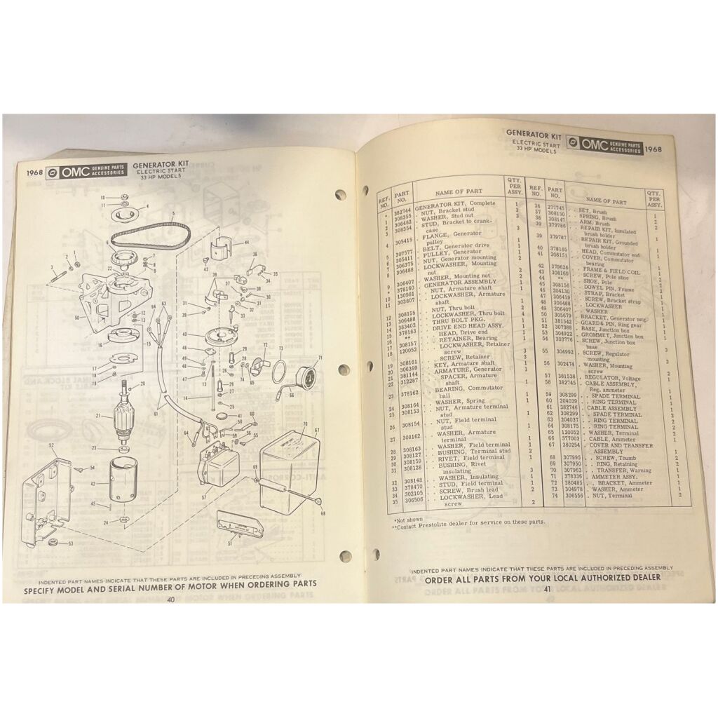 Reservdelskatalog Evinrude 1968 utombordare eng 60 sidor begagnad