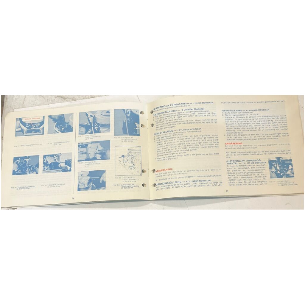 Instruktionsbok Chrysler Marine 3,6hk-135hk 1955 utombordare 42 sidor begagnad