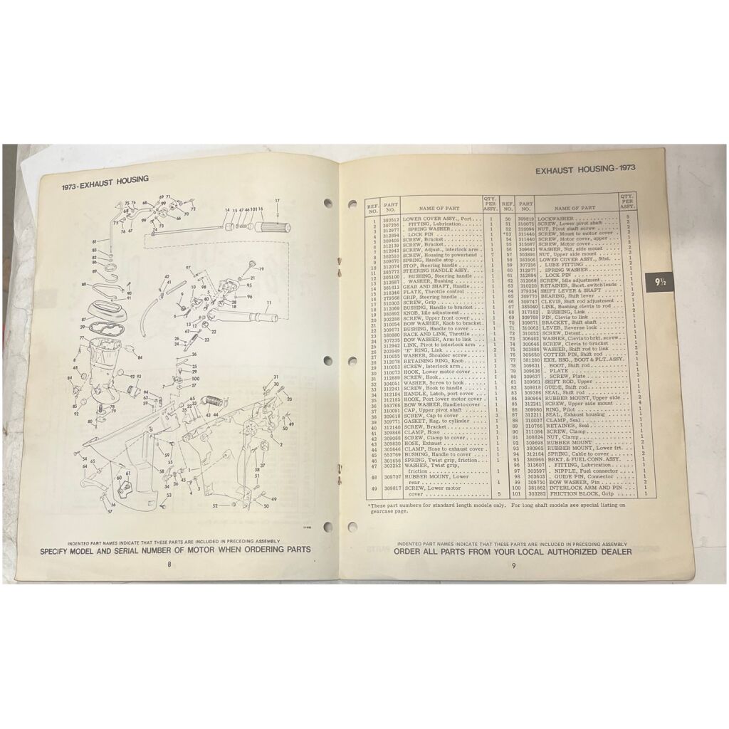 Instruktionsbok Evinrude9,5hp 1973 utombordare engelska 15 sidor begagnad