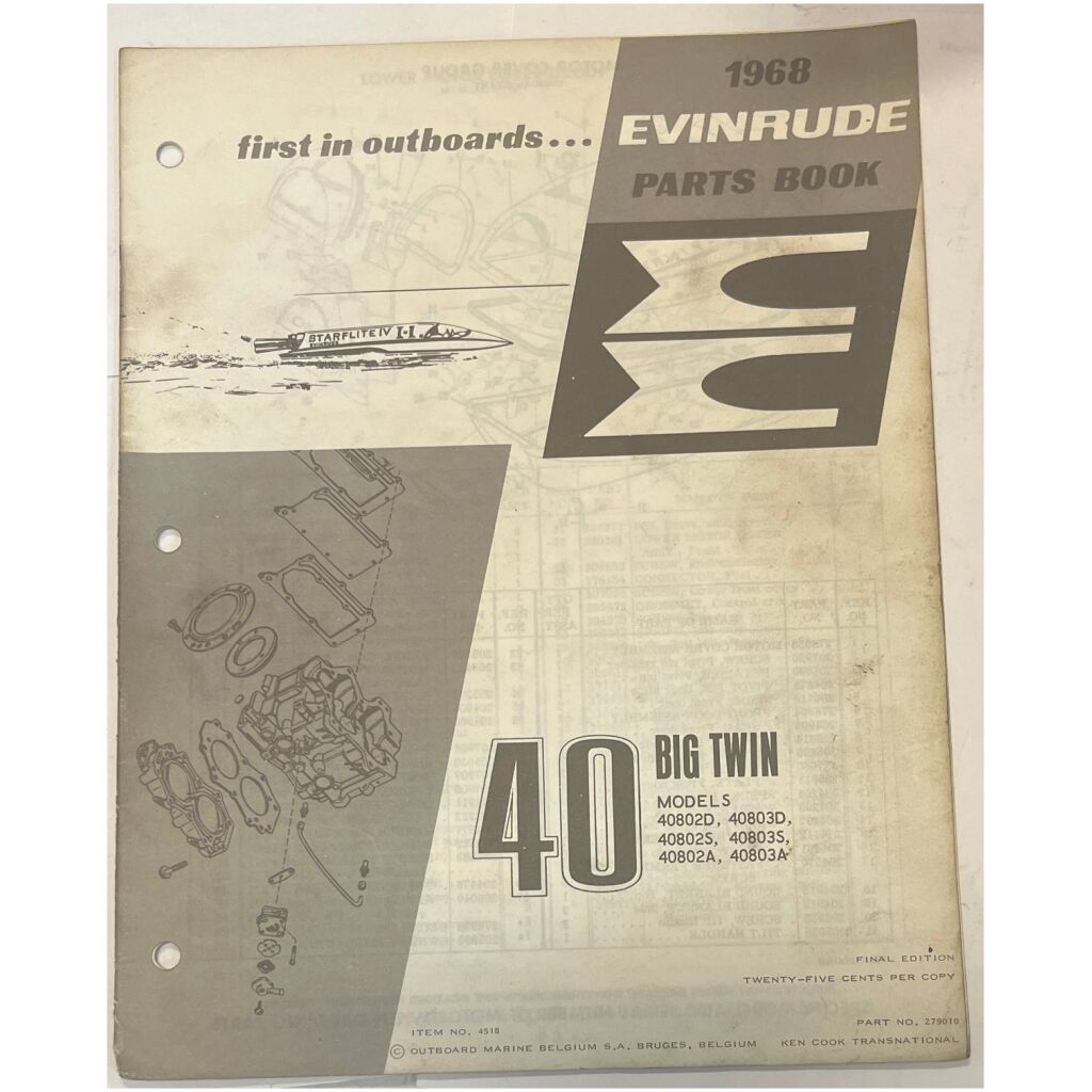 Reservdelshäfte Evinrude 40hp 1968 utombordare eng 17 sidor begagnad