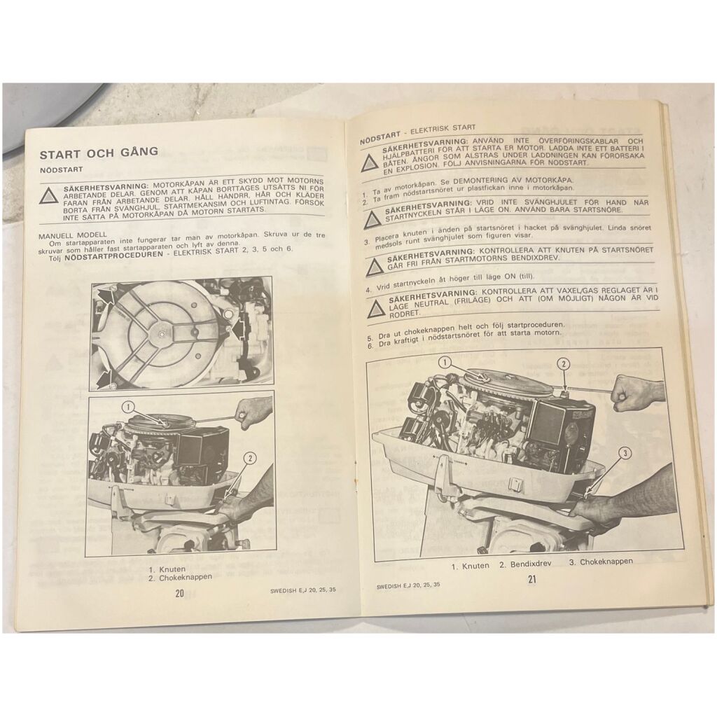 Instruktionsbok Evinrude 20-25-35 utombordare 35 sidor begagnad
