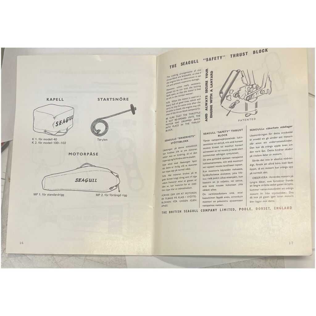 Instruktionsbok Seagull 2-5hk utombordare svenska 18 sidor begagnad
