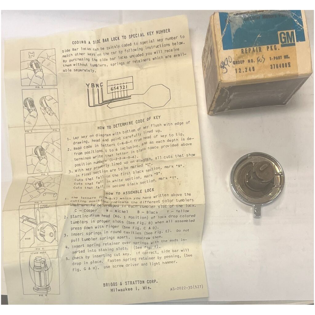 Bakluckslås manuellt GM Station Wagon 1959-1963 GM 3764805 NOS