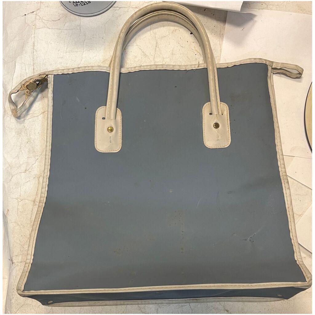 Vintage handväska flygplan flygplatser Bromma London Paris New York ca 30x30cm