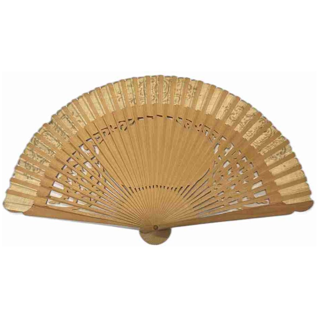 Väggdekoration solfjäder i bambu antik asiatisk 35x17cm utvikt