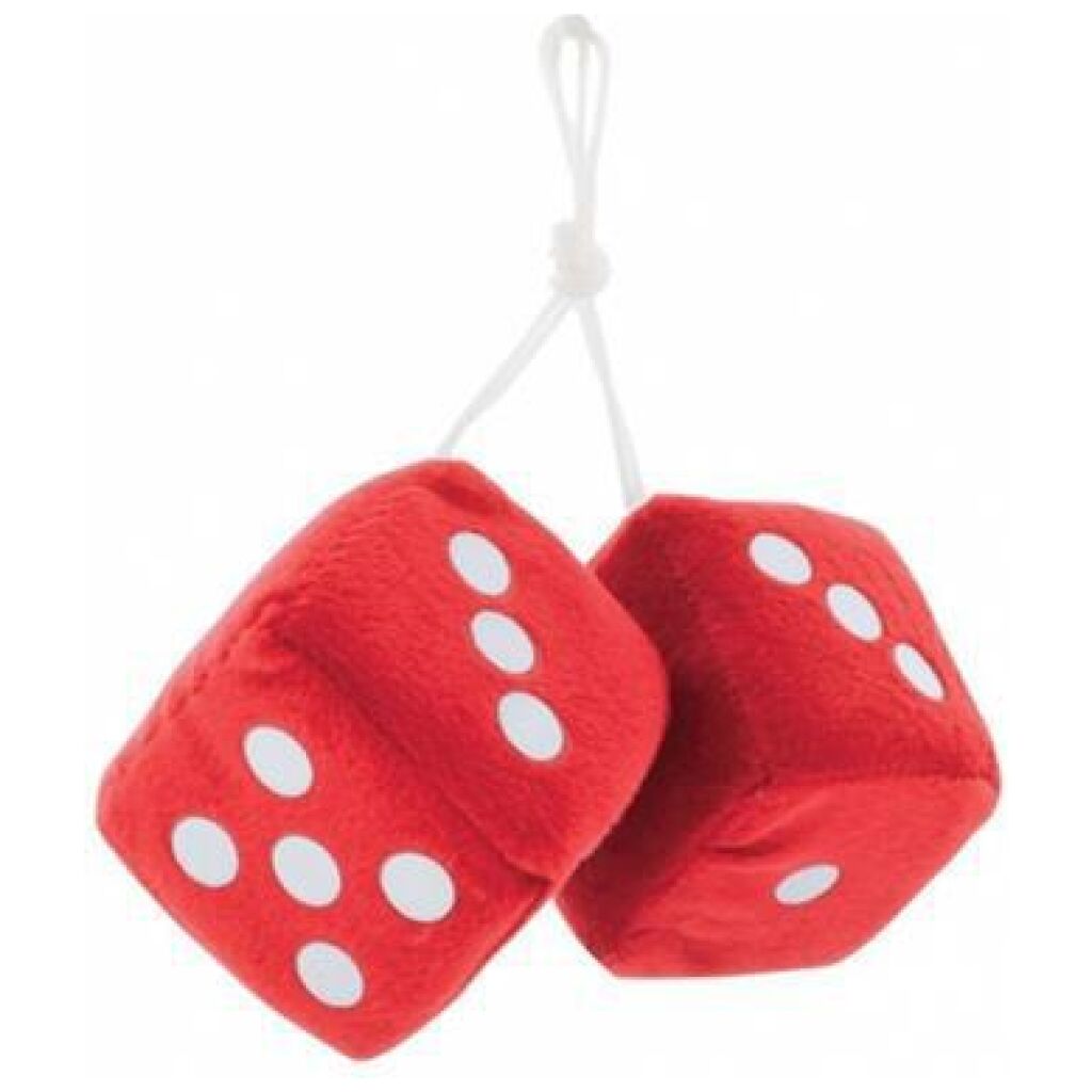 Fuzzy Dice Classic tärningar , Röda 3" X 3"