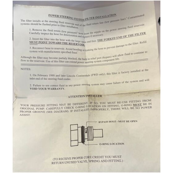 Rep.sats systemfilter servostyrning 1988- Lincoln Continental (endast med fwd)