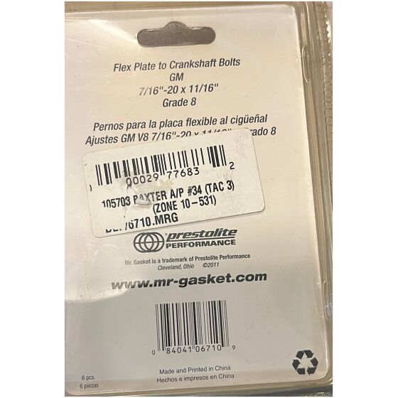 BULTSATS FLEXPLATTA 6 stycken 7/16"-20x17,5mm, MR GASKET 6710,