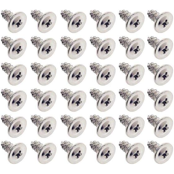 1962-91 GM; Wheel Well Molding Screw Set; Phillips; 8-18 x 3/8" L; 3/8" Head; Silver; 36 Piece Set