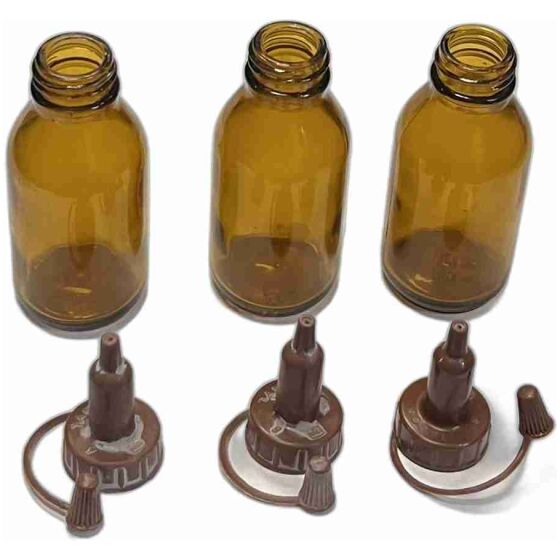 3st pipettflaskor amber brun medicin etc 88,5mm höga