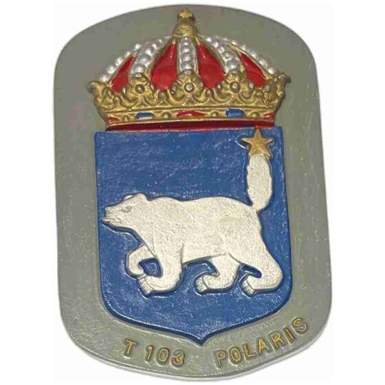 Vapensköld 14,5cm x 10cm gjutjärn HMS Polaris (T103) Svensk torpedbåt 1954-1977