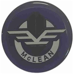 Dekal nav 58mm McLean svart/silver på blå/lila bakgrund
