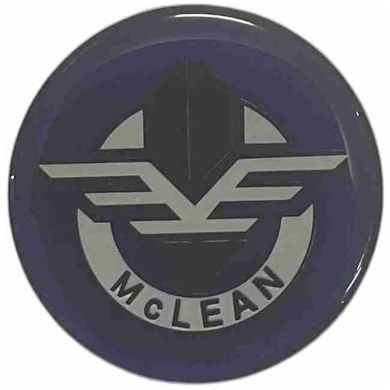 Dekal nav 58mm McLean svart/silver på blå/lila bakgrund