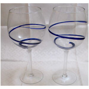 2 st Vackra designade stora Cognac glas Kosta