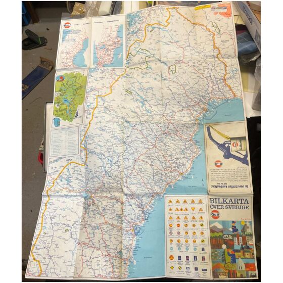 GULF Bilkarta över Sverige 1967