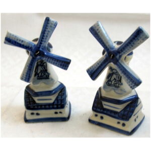2 st Väderkvarnar Porslin Delfts Handpainted Holland
