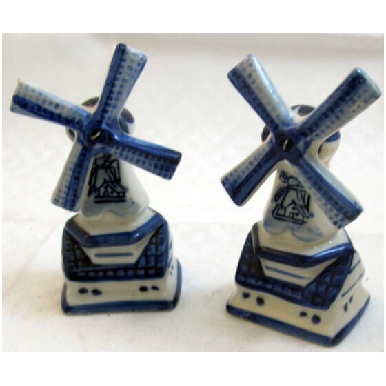 2 st Väderkvarnar Porslin Delfts Handpainted Holland