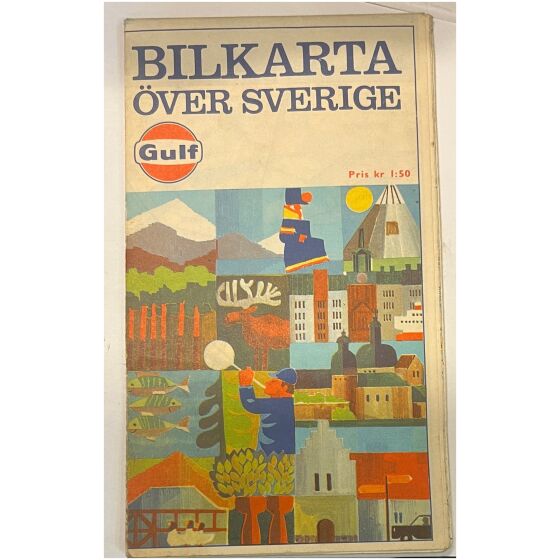 GULF Bilkarta över Sverige 1967