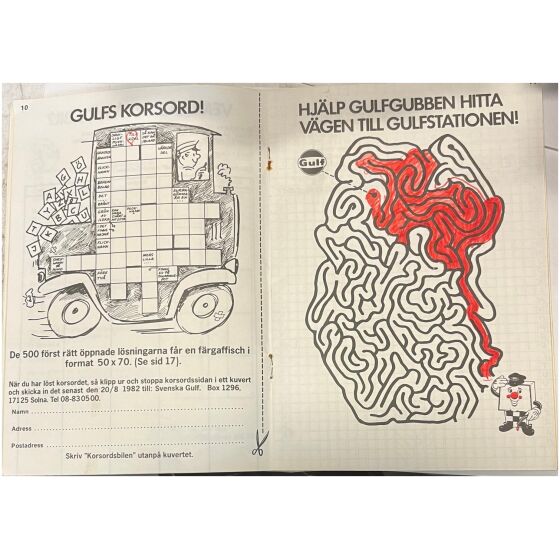 GULFS Lek & Pysselbok för barnen i baksätet 1982 19 sidor begagnad