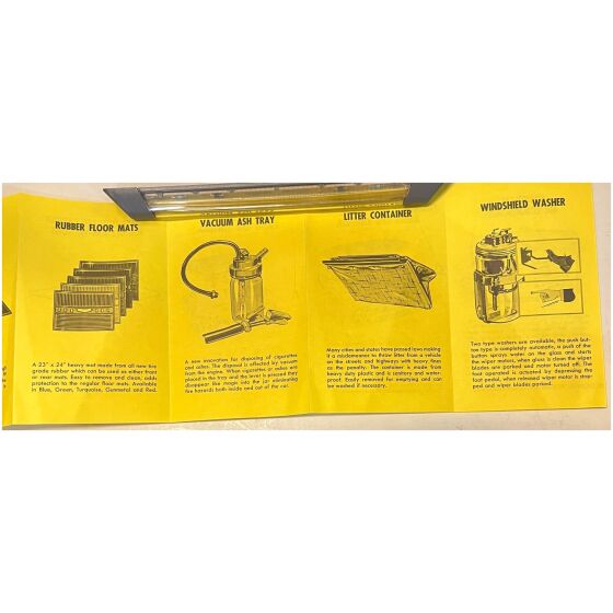 Liten ovanlig försäljningsbroschyr 15cm hög Chevrolet dealer 1958 Accessories
