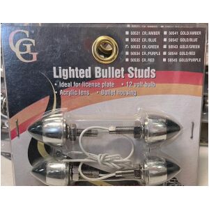 Bullet kromade (4-styck) license plate fastener med green belysning