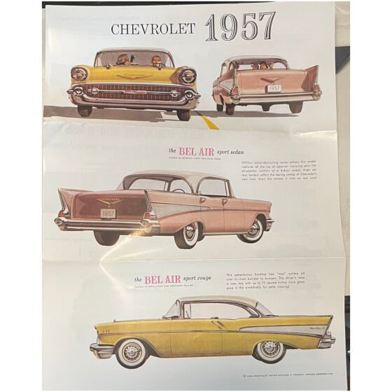 Försäljningsbroschyr 38cm hög Chevrolet dealer 1957