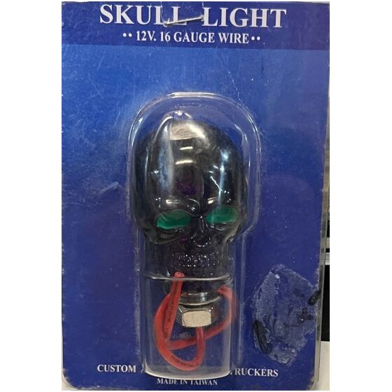 Växelspaksknopp Skull black med green eye led belysning