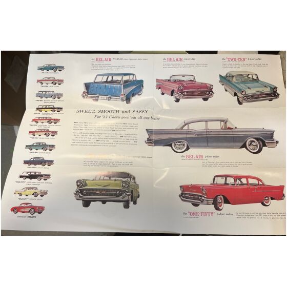 Försäljningsbroschyr 38cm hög Chevrolet dealer 1957