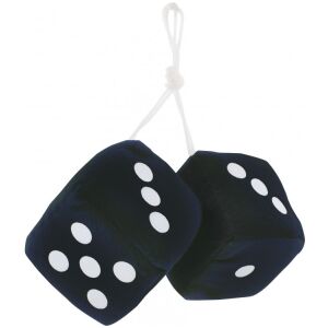 Fuzzy Dices tärningar 3"x3" svarta plysch