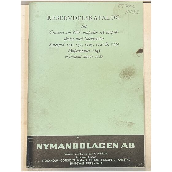 Reservdelskatalog till NV Crescent Moped , Nymanbolagen AB Uppsala