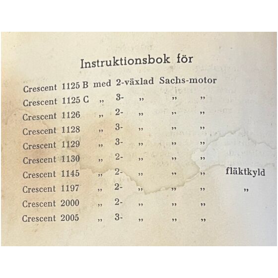 Instruktionsbok för Crescent Mopeder , Nymanbolagen AB Uppsala