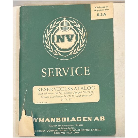 Reservdelskatalog till NV Crescent Saxoped , Nymanbolagen AB Uppsala