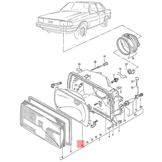 Hållare strålkastare Audi 100 Avant 1980-1981, Audi 5000 1980-1981
