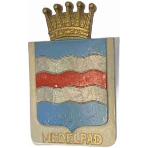 Medelpad vapensköld landskapssköld gjutmetall med 1 ögla baktill, ca 25x16cm
