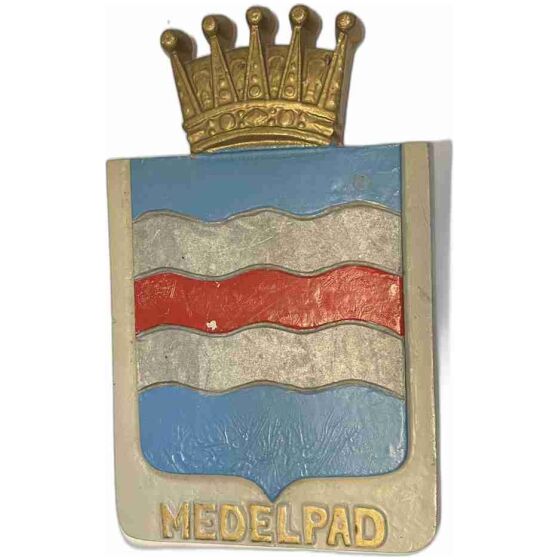 Medelpad vapensköld landskapssköld gjutmetall med 1 ögla baktill, ca 25x16cm