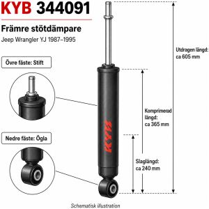 Stötdämpare Fram KYB Excel-G 344091 Jeep Wrangler YJ 1987–1995