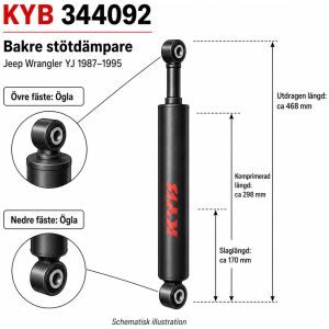 Stötdämpare Bak KYB Excel-G 344092 Jeep Wrangler YJ 1987–1995