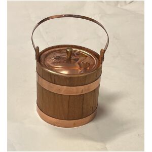Ishink i teak , koppar & glas inuti 16cm hög inkl handtag 10cm diameter 1950-tal