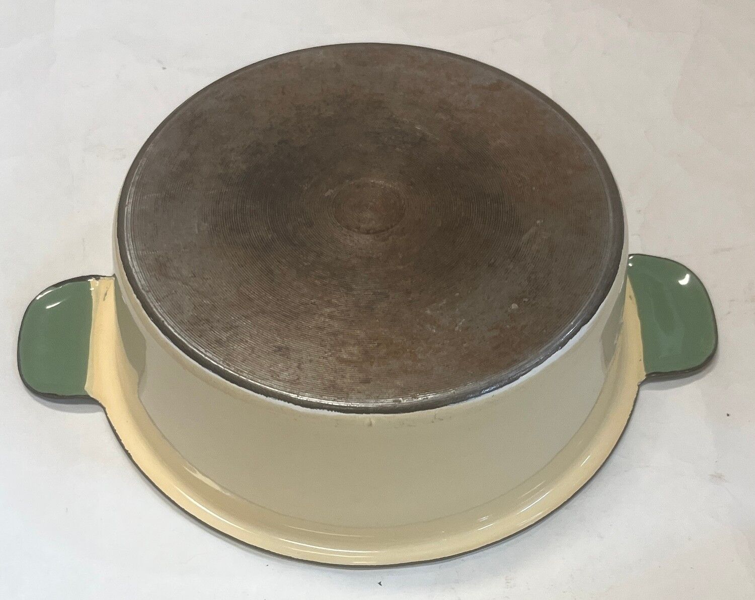 Gammal stekgryta med lock 22cm dia x 7cm hög emalj Kockums Sweden - Bild 3