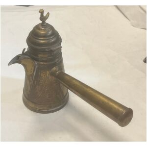 Gammal arabisk Israel tekanna vattenkokare med lock i mässing ca 1900-1940-tal