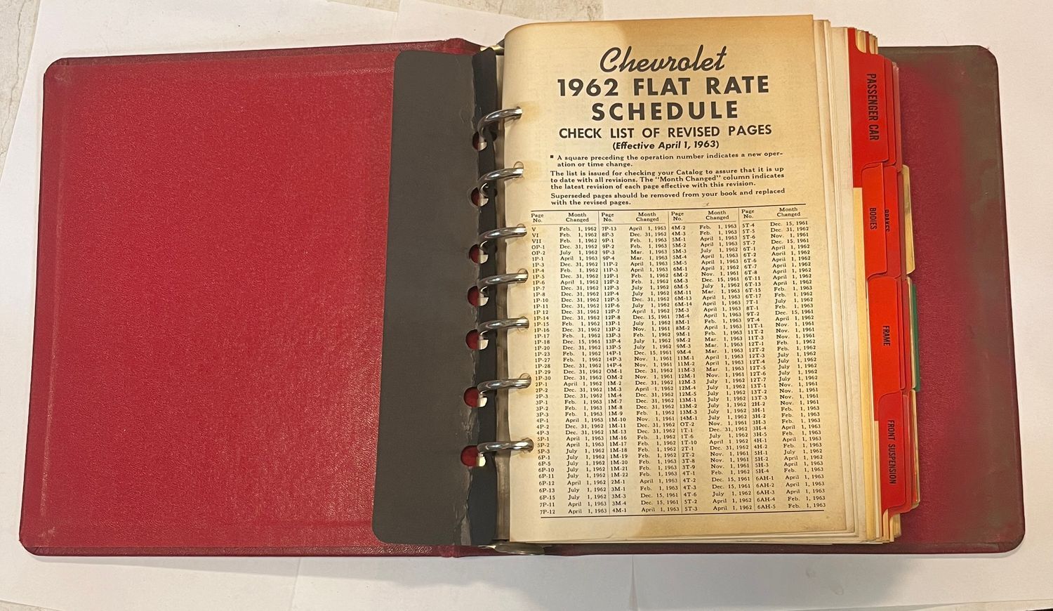 Flat Rate Manual Chevrolet 1962 Schablonbeloppsschema återförsäljare - Bild 4