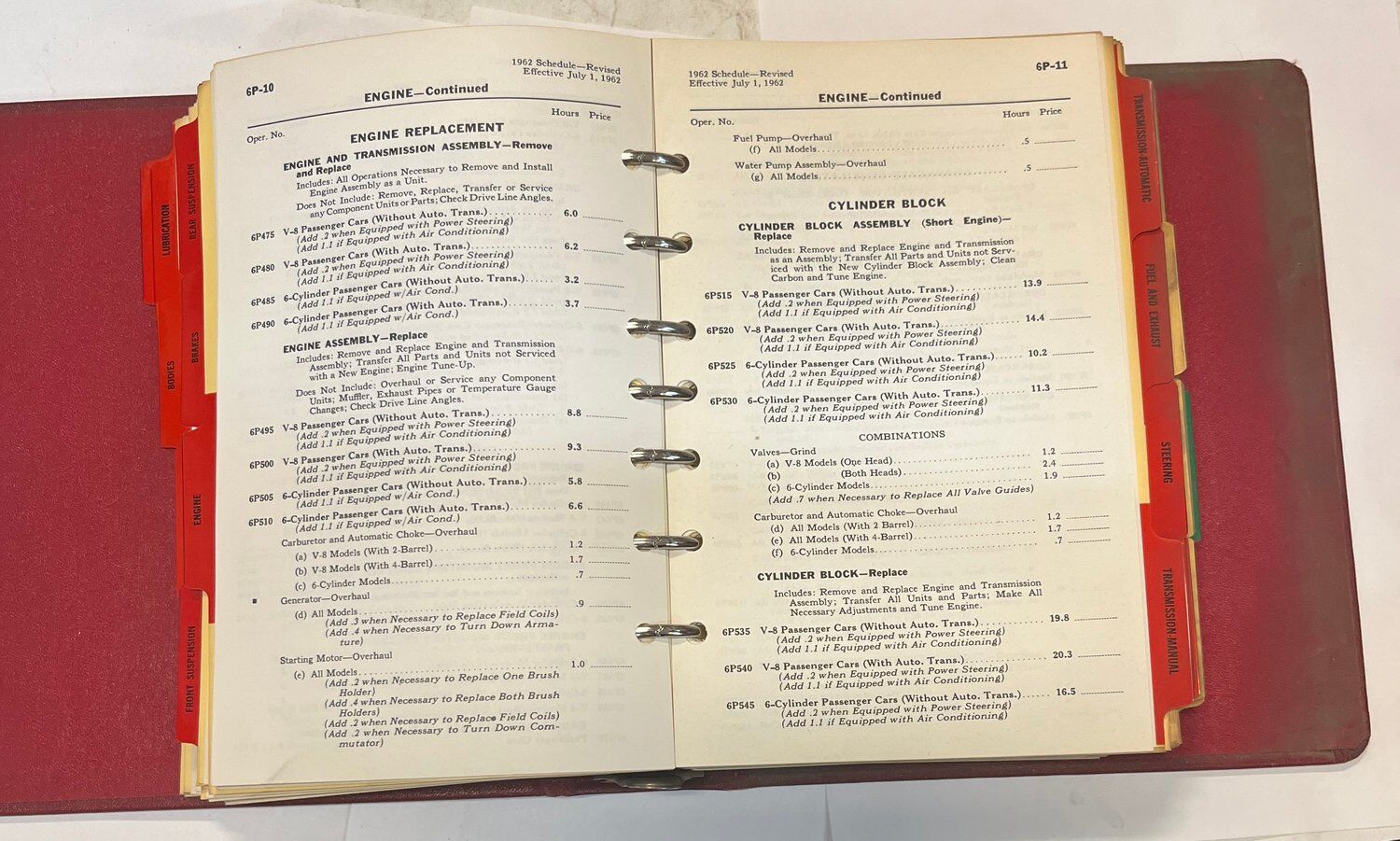 Flat Rate Manual Chevrolet 1962 Schablonbeloppsschema återförsäljare - Bild 5