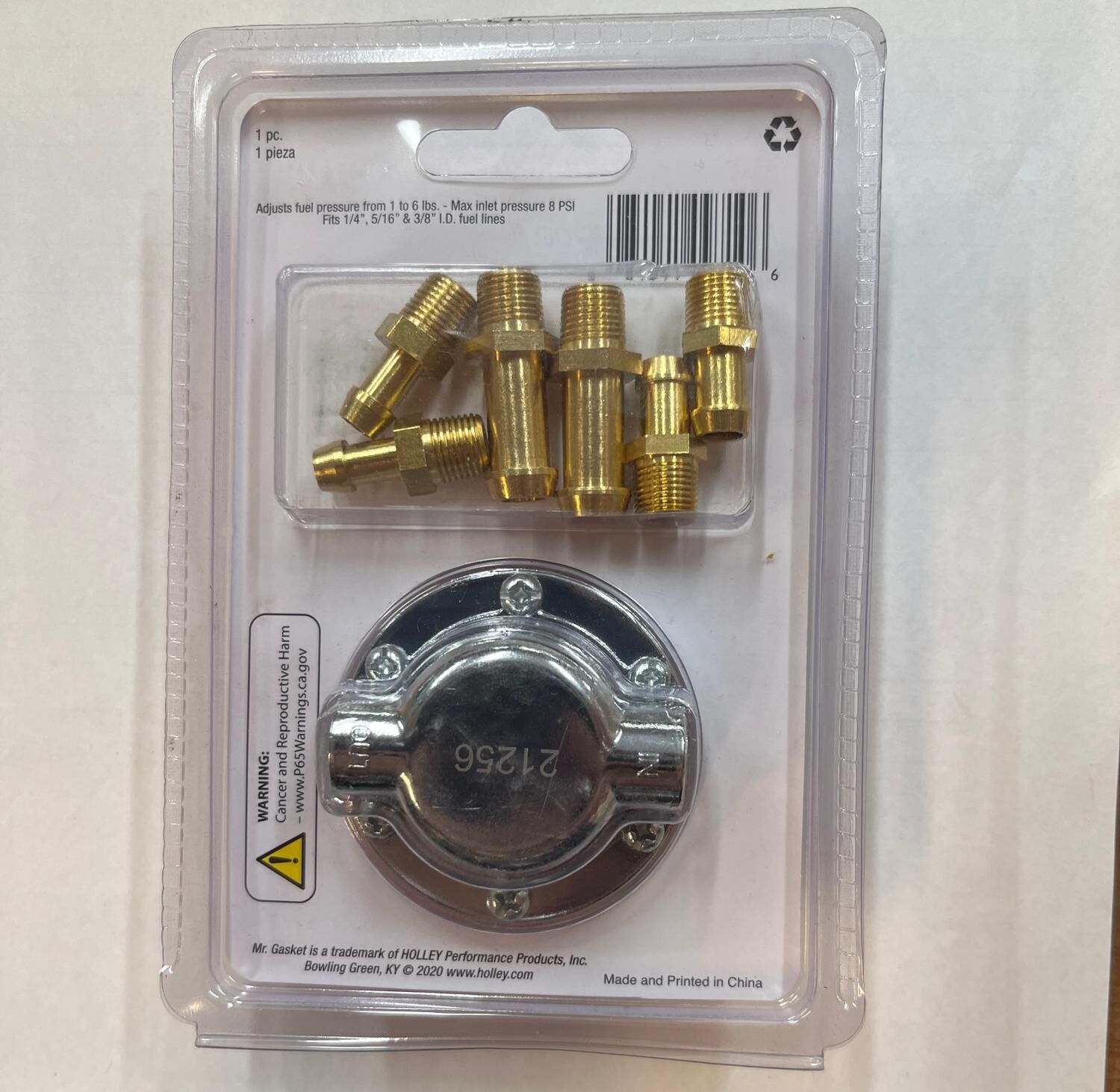Bränsletrycksregulator 5/16" & 3/8" justerbar 1-6 PSI kromad Mr Gasket 9710 - Bild 3