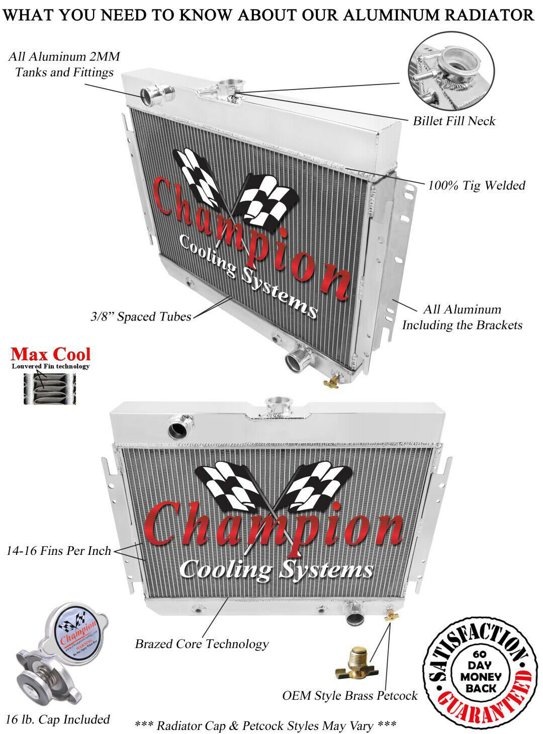 Aluminiumkylare Chevrolet Chevelle 1964–67, Impala 1963–68 Champion AE289 - Bild 2