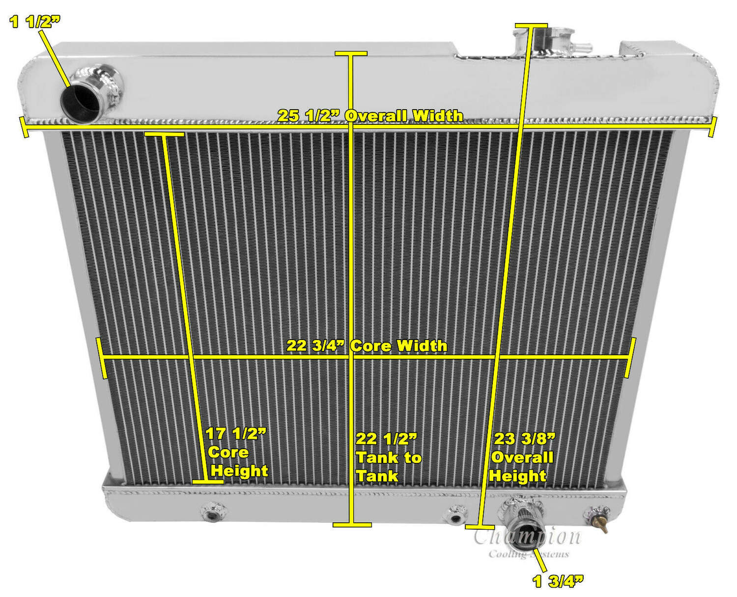 Aluminiumkylare 2-radig Chevrolet/GMC Pickup 1963–66 Pontiac/Oldsmobile 1961–66 Champion EC284 - Bild 2