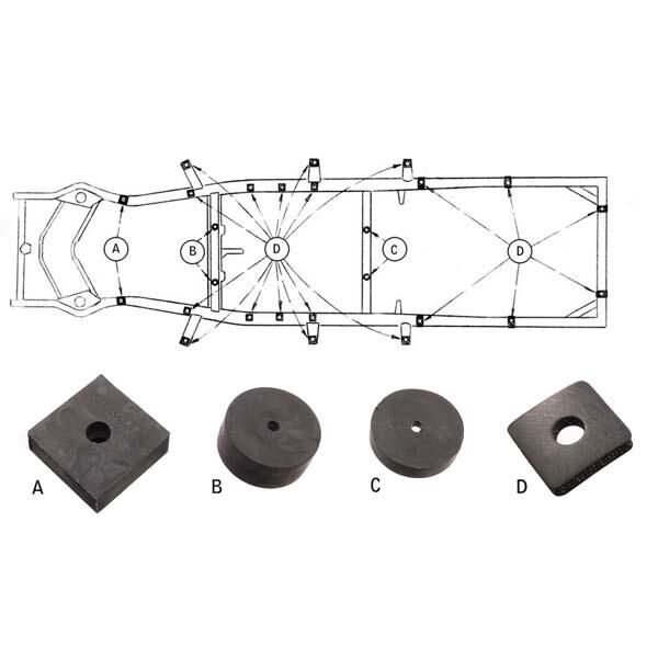 Gummisats Chassi till ram 1949-50 2dr 4dr sedan Ford - Bild 2