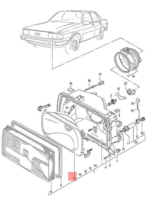 Hållare strålkastare Audi 100 Avant 1980-1981, Audi 5000 1980-1981 - Bild 3