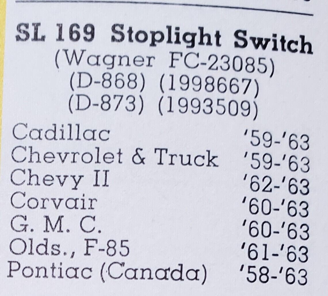 Bromsljuskontakt Cadillac 1959-1963 Chevrolet/GMC 1959-1963 Pontiac 1958-1968 F-85 1961-1967 Wagner FC27122 - Bild 3
