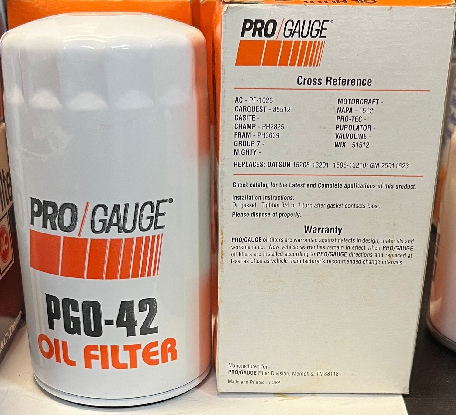 Oljefilter G=3/4-16 P=69mm D=74mm H=115mm Med backventil PRO/GAUGE PGO-42