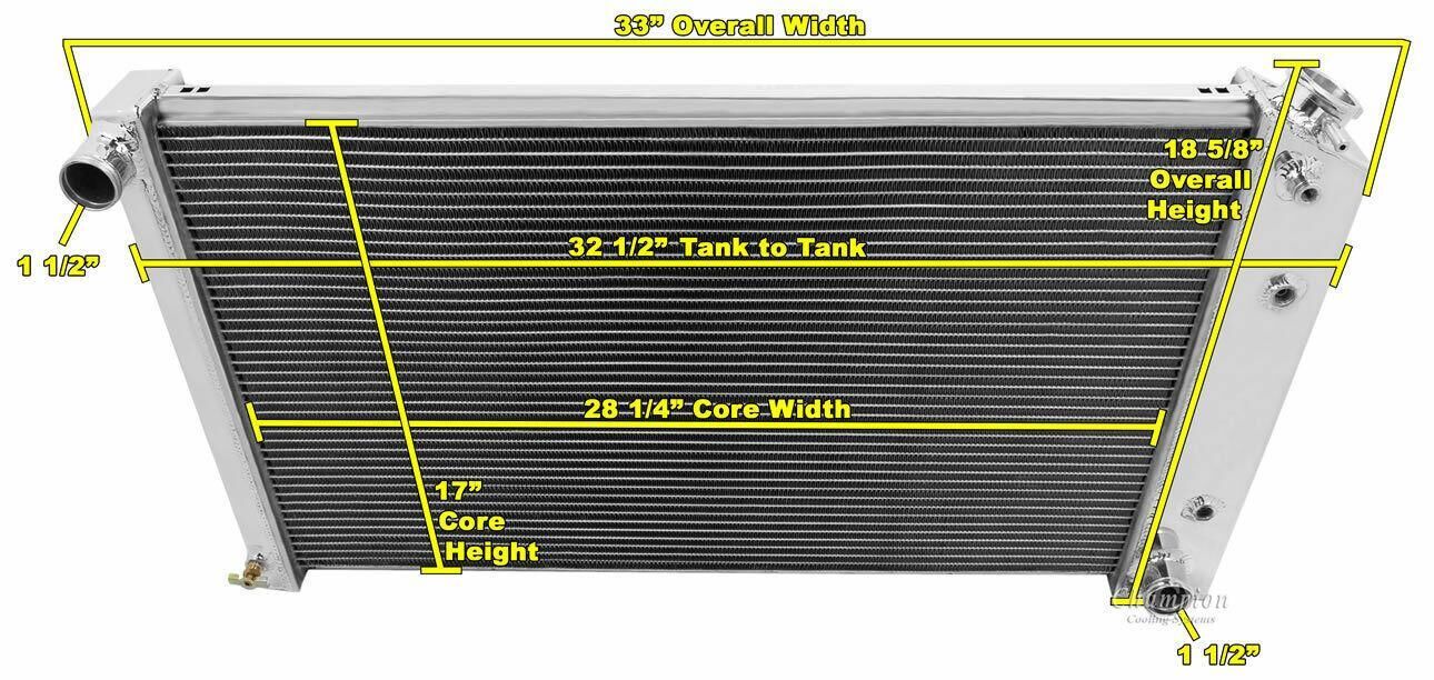 Aluminiumkylare 3 radig Chevrolet Buick Olds Pontiac Cadillac 1963-81 CC161 - Bild 2